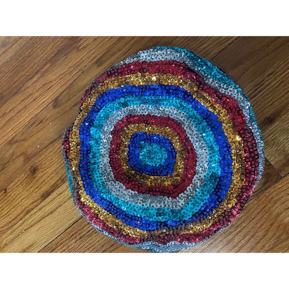 Unknown Accessories - Vintage sequin colorful beret hat adjustable